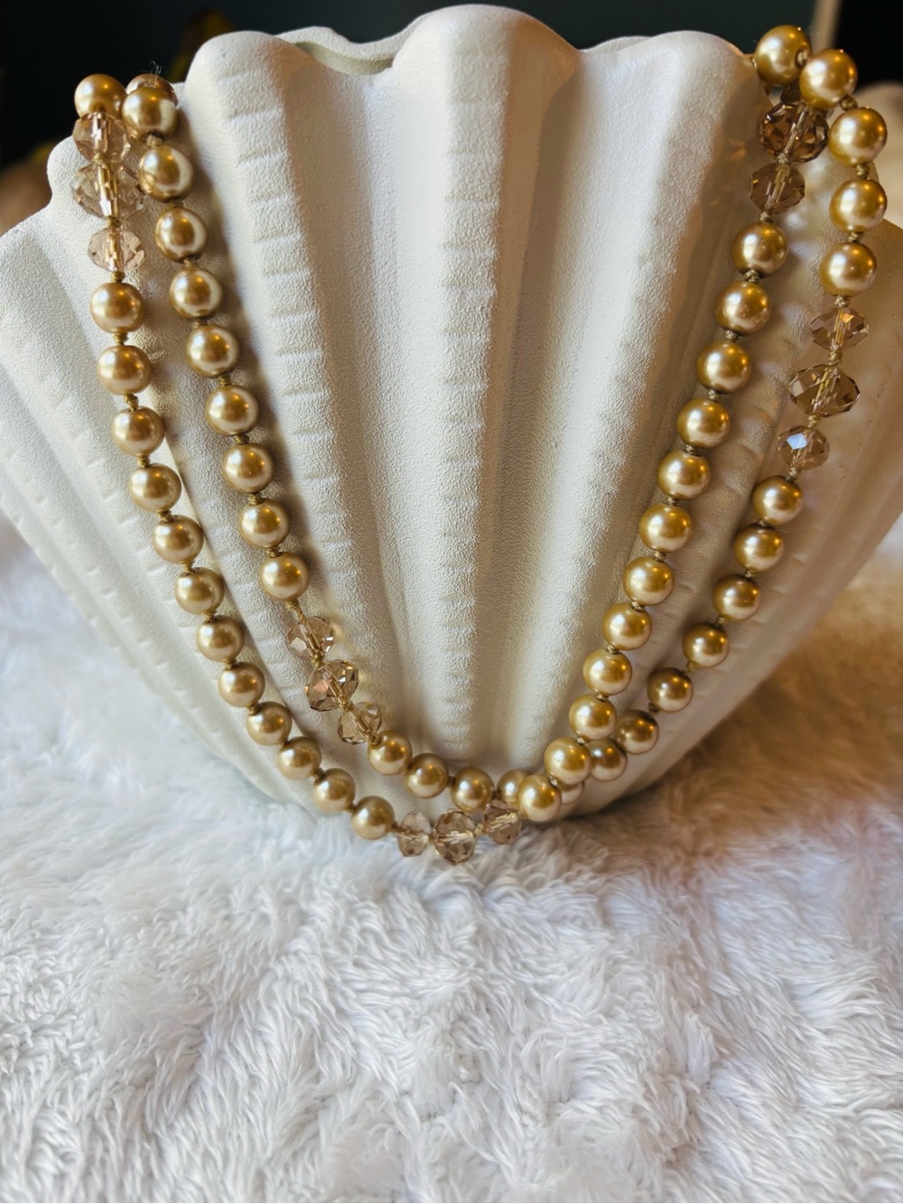 Layered Beaded Necklace in Gold Like New